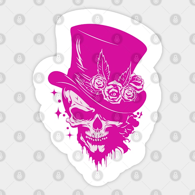 Pink Skull Art Sticker by Bellinna